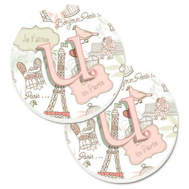 Caroline's Treasures CJ2002-UCARC Ensemble de 2 sous-Verres Roses Lettre U Love in Paris