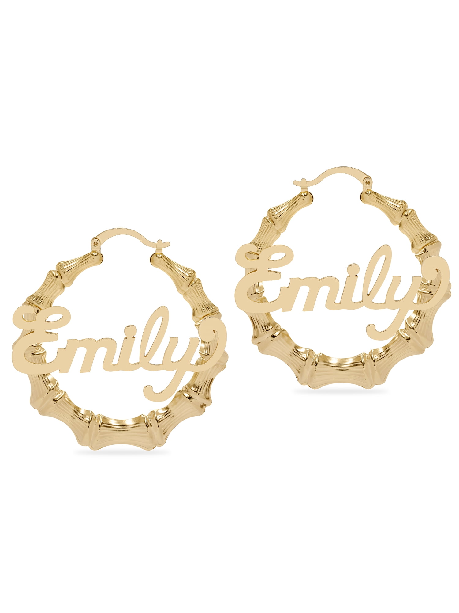 Custom Bamboo Name Earrngs Hoop Bamboo Earrng Name | Etsy