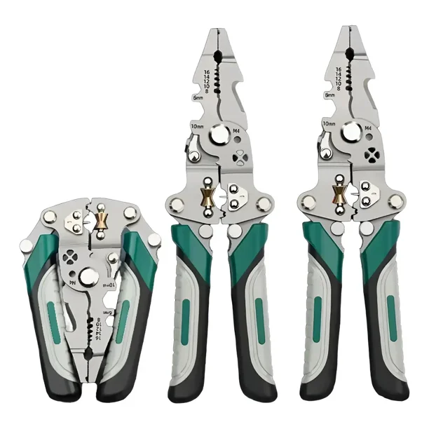 Pelacables plegable multifunción con crimpadora y cortador de cables, herramienta compacta para electricistas y bricolaje