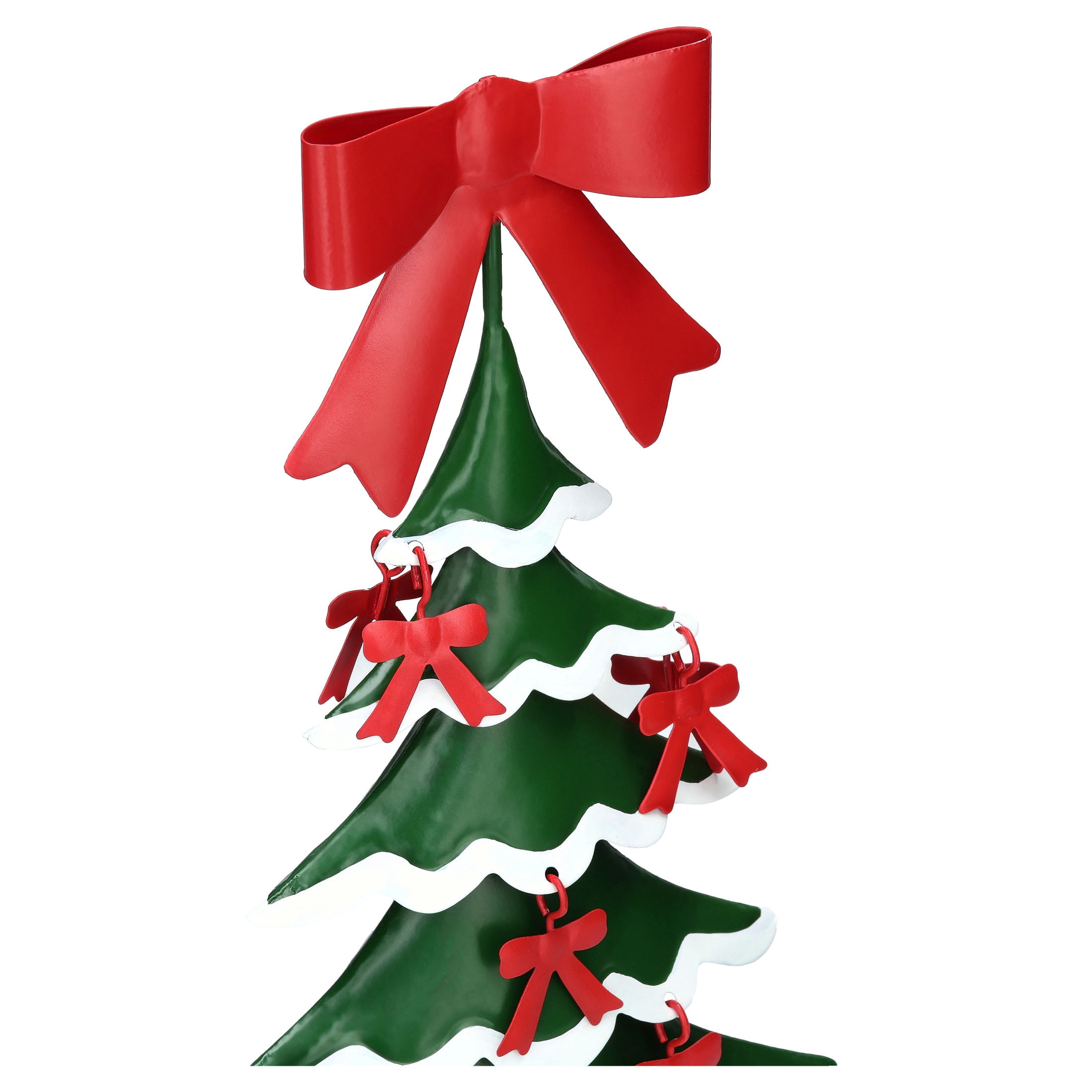 Medium Metal Christmas Tree with Bows Decoration, Red/Green/White, 14.5", by Holiday Time