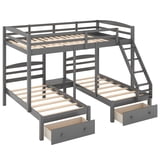 Euroco Full Over Twin & Twin Wooden Bunk Bed with Drawers Underneath ...