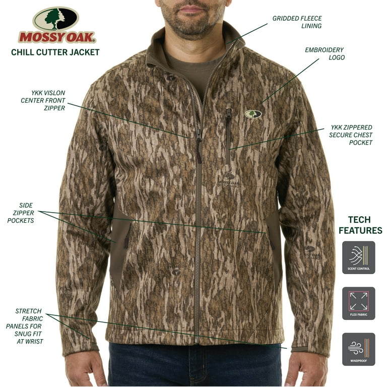 Mossy Oak Chill Cutter Men's Softshell Hunting Jacket, Mossy Oak