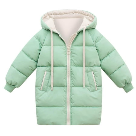 

Honeeladyy Winter Thicken Warm Kids Down Coat Winter Hooded Long Boys Girls Cotton Down Jackets Outerwears Children Clothing Green Clearance under 10$