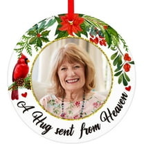 WaaHome Red Cardinal Christmas Ornament Picture Frame in Memory of Loved One - Photo Frame Christmas in Heaven Memorial Gift for Christmas Tree Decoration for Women Men