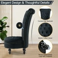 thumbnail image 6 of AVAWING High Back Royal Chair w/ Nailhead Trim, Velvet Armless Throne Chair w/ Storage, Black, 6 of 7