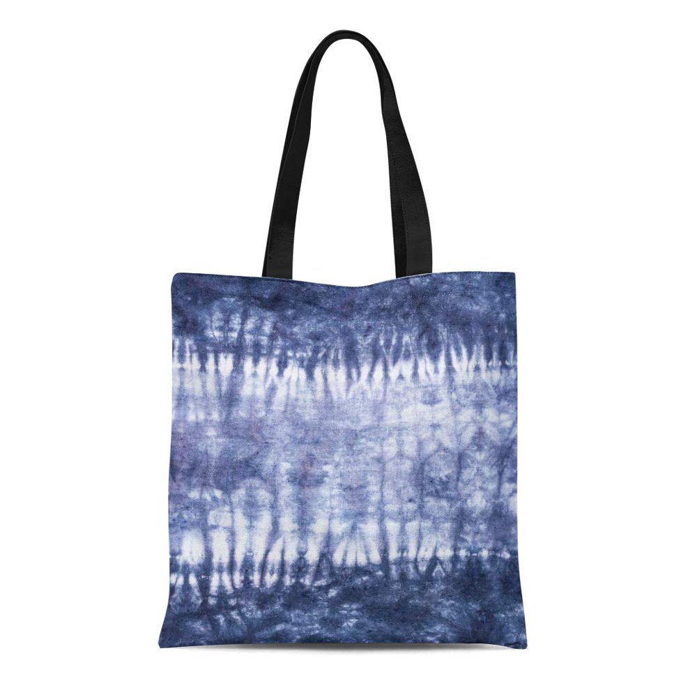 ASHLEIGH Canvas Tote Bag Blue Artistic Tie Dye Pattern Abstract