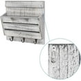 thumbnail image 3 of Oumilen Wood Wall Mount Mail & Key Holder Organizer with 3 Key Hooks, Rustic White Gray, 3 of 7