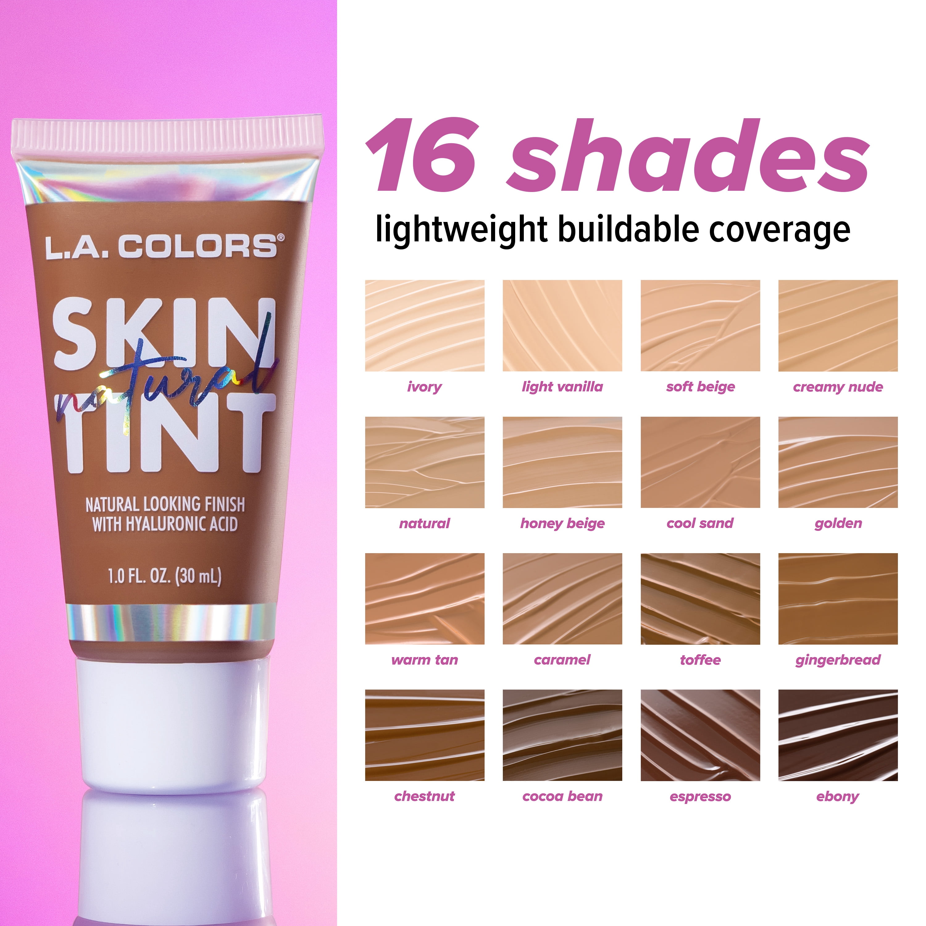 L.A. COLORS Natural Skin Tint Lightweight Hydrating Foundation, Soft Beige, 1 fl oz