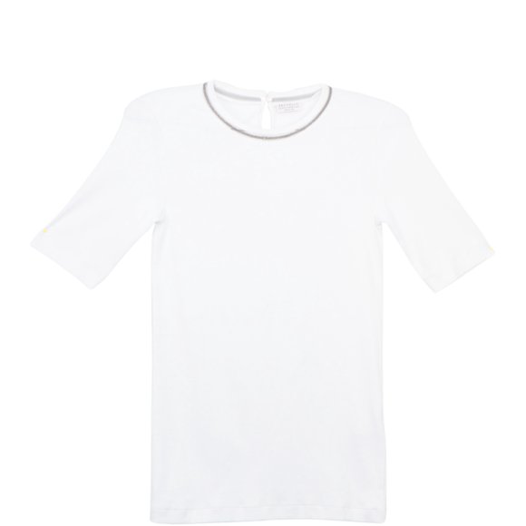 Brunello Cucinelli Women's White Short Sleeve Monili T-Shirt - L