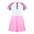 thumbnail image 3 of YEAHDOR Kids Girls One-piece Swimsuit Sun Protection Swimming Dress Short Sleeve Zipper Bathing Suit Pink 6, 3 of 7