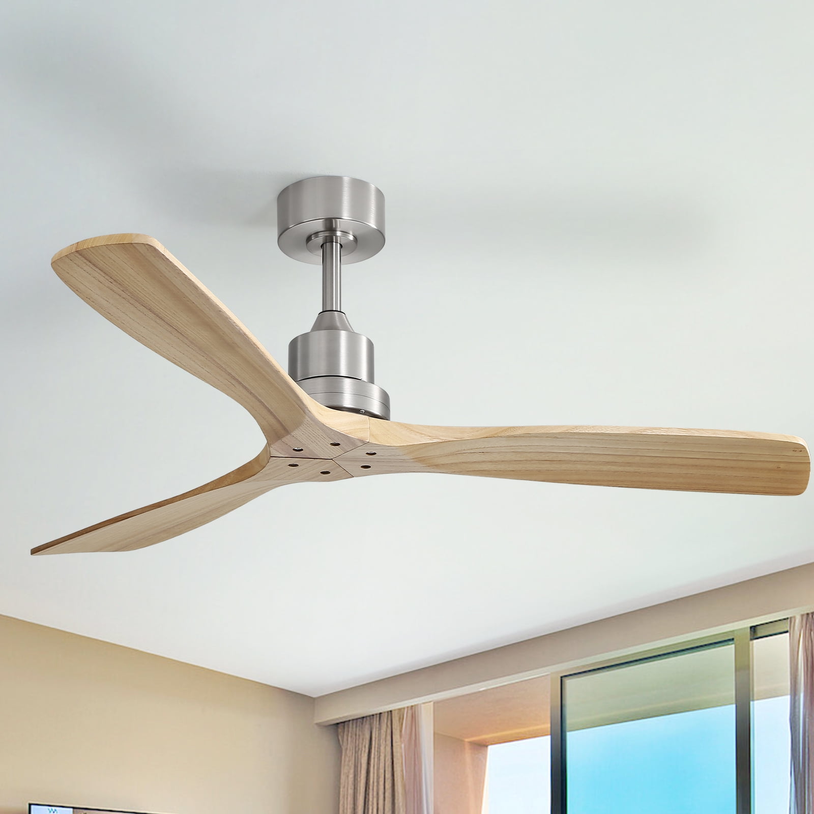 Sofucor Smart Ceiling Fan 52 In Indoor Outdoor With Light Remote - 3 Blades, Silver