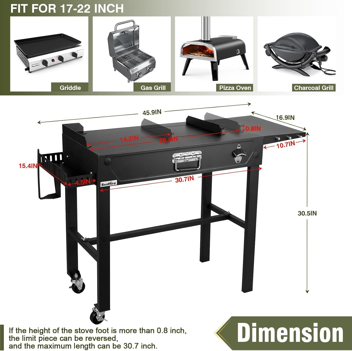 Frizi 3-Burner Propane Gas Griddle with Outdoor Grill Table, 30,000 BTU Portable Flat Top Cooking Station with Storage Shelf, Drip Tray & Accessories for BBQ, Tailgating & Campin