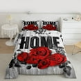 thumbnail image 2 of Homewish Red Floral Rose 2pcs Bedding Comforter Set for Teens Female Men,Flying Butterflies Twin Comforter Sets,Rustic Retro Vintage Breathable Bedding Set,Breathable Home Decor,Reversible, 2 of 8