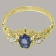 thumbnail image 6 of LBG British Made 18k Yellow Gold Natural Sapphire & Diamond Womens Anniversary Ring - 33 size options - Size 6.5, 6 of 9