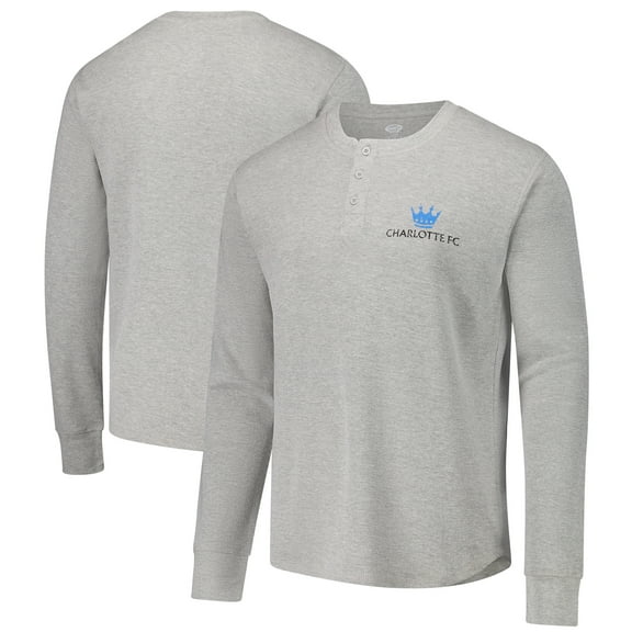 Men's Concepts Sport Gray Charlotte FC Region Thermal Knit Henley Long Sleeve Top
