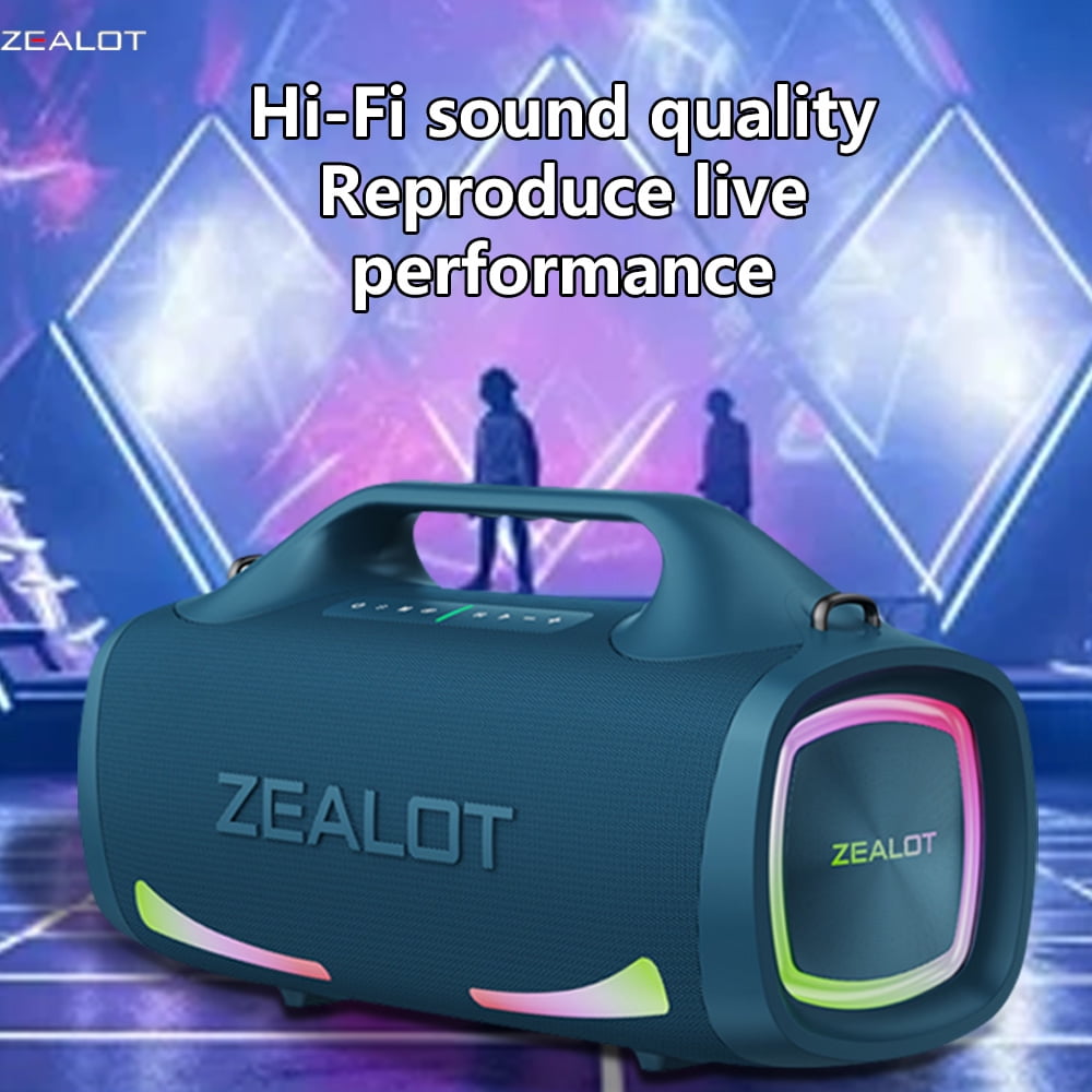 ZEALOT 100W Party Speaker, 36h Portable Waterproof Bluetooth Speaker, 24000mAh Battery Camping Speaker, Blue
