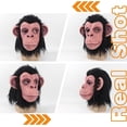 thumbnail image 3 of Máscara de mono Máscara de chimpancé negra de animal de cabeza completa de látex para fiesta de disfraces de Halloween Máscara de animal de mono, grande, 3 of 5