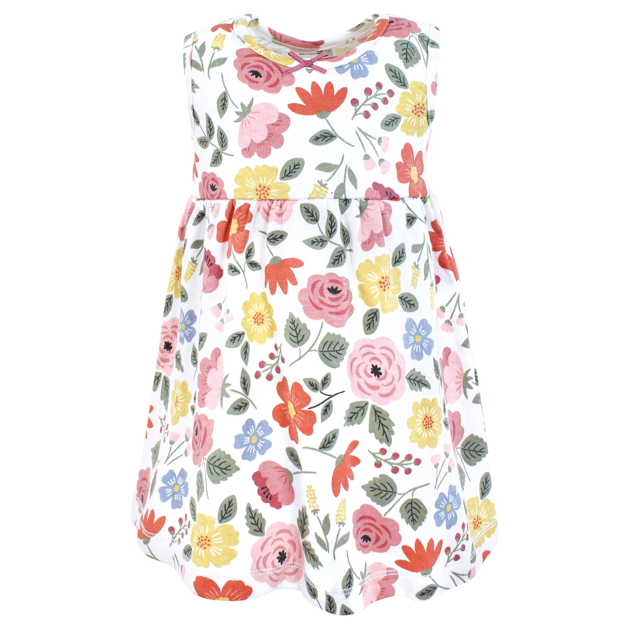 Hudson Baby Infant and Toddler Girls Cotton Dress and Cardigan Set, Mauve Modern Botanical, 3T