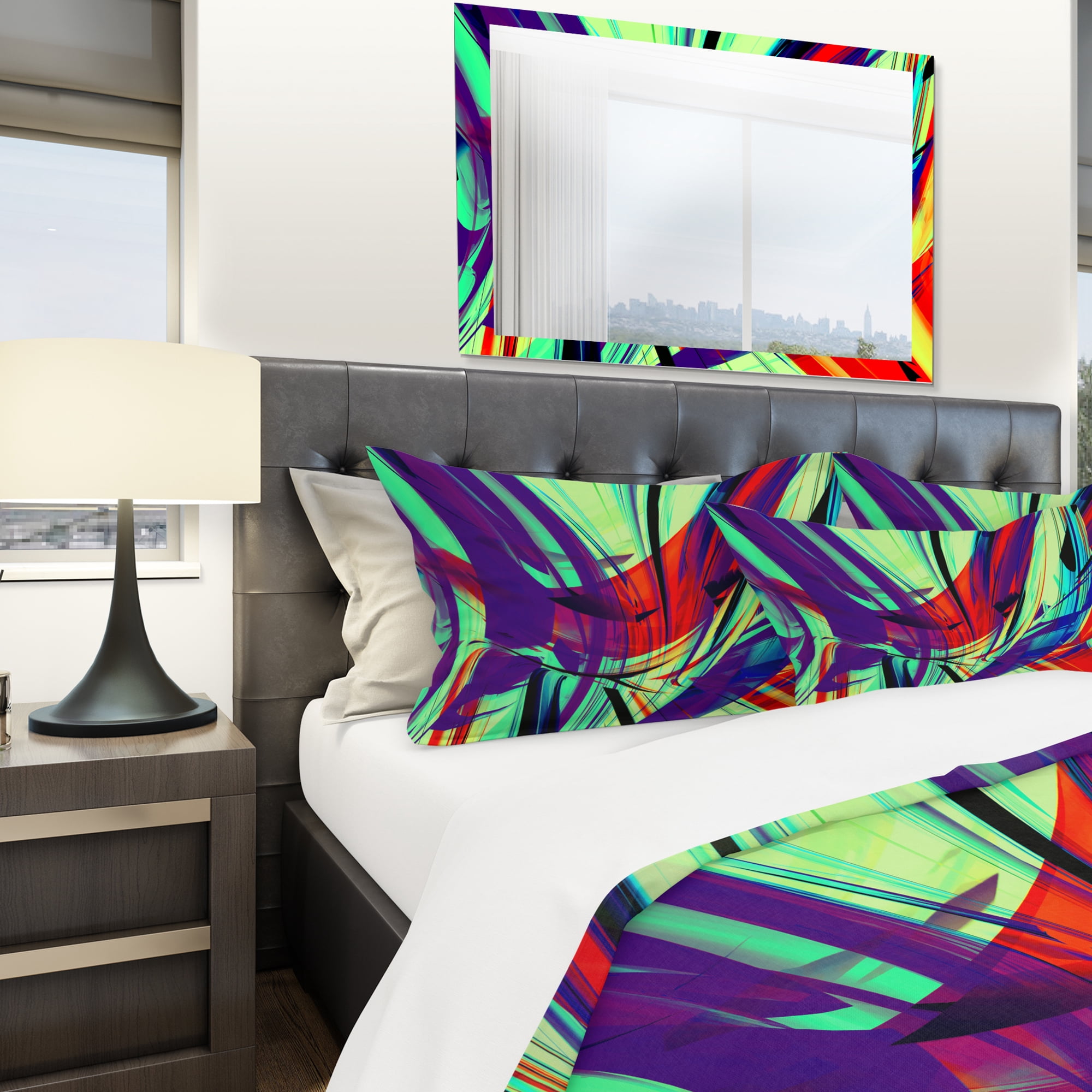 Designart 'Vinatge Lime Green Abstract Art' Modern & Contemporary Duvet Cover Set