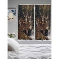 thumbnail image 3 of Bedroom Curtains 63 Inches length, Forest Deer Window Treatment Curtain Drapes, Farmhouse Vintage River Elk Rod Pocket Curtain Panels for Living Room Kitchen, 42"x63", 2 Panels, 3 of 7