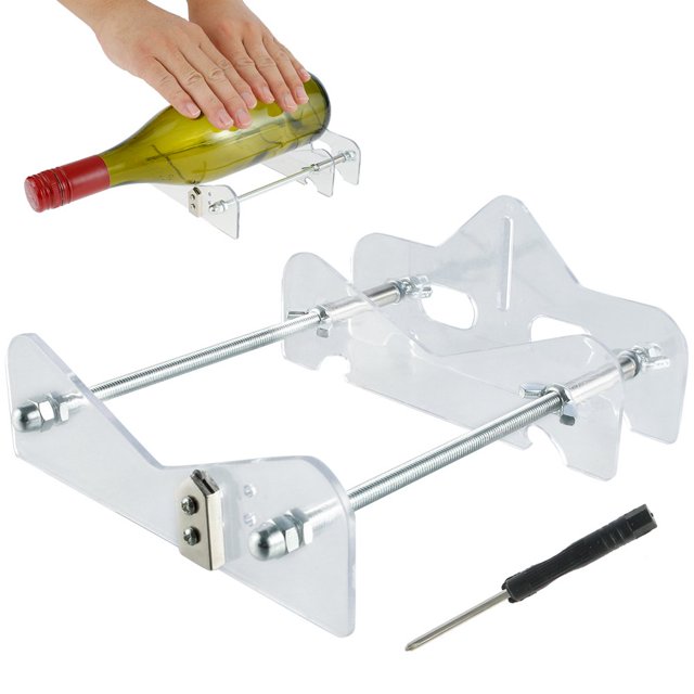 Glass Bottle Cutter Kit Stainless Steel Glass Bottle Cutting Machine Set Durable Bottle Cutter Tool DIY Craft Recycle Tool for Wine Beer Liquor Whiskey Alcohol Champagne Bottles
