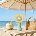 thumbnail image 4 of Oioii Cute Flower Shaped Mini Handheld Fan, USB Rechargeable with Detachable Base, Quiet Personal Cooler for Home, Office, Travel and Desktop Use,Green, 4 of 6
