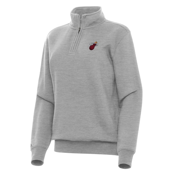 Women's Antigua Heather Gray Miami Heat Victory Quarter-Zip Sweatshirt