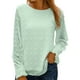 thumbnail image 1 of Blusa de gasa con mangas de linterna verde para oficina y hogar, blusa de cuello redondo y manga larga, talla S, 1 of 6
