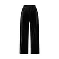 thumbnail image 5 of cfhntfmh Capri Pants for Women Soft Casual Drawstring Elastic High Waist Velvet Pant Straight Wide Leg Cropped Trouser, 5 of 6