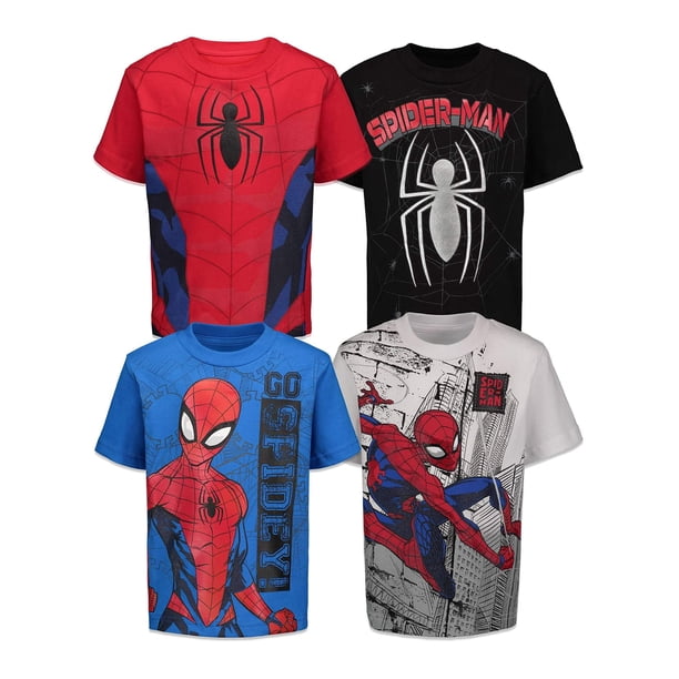 Camiseta Marvel Spider-Man para niños pequeños, paquete de 4 unidades, Spiderman 3T
