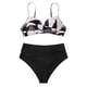 thumbnail image 4 of MKLEKYY Trajes De Baño Mujer Women High Waisted Bikini Sexy Push Up Two Piece Swimsuits Vintage Swimsuit Two Piece Retro Ruched High Waist Print Bikini Set 2782, 4 of 6