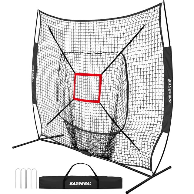 Red de práctica de béisbol y sóftbol BaseGoal 7'x7' con zona de strike