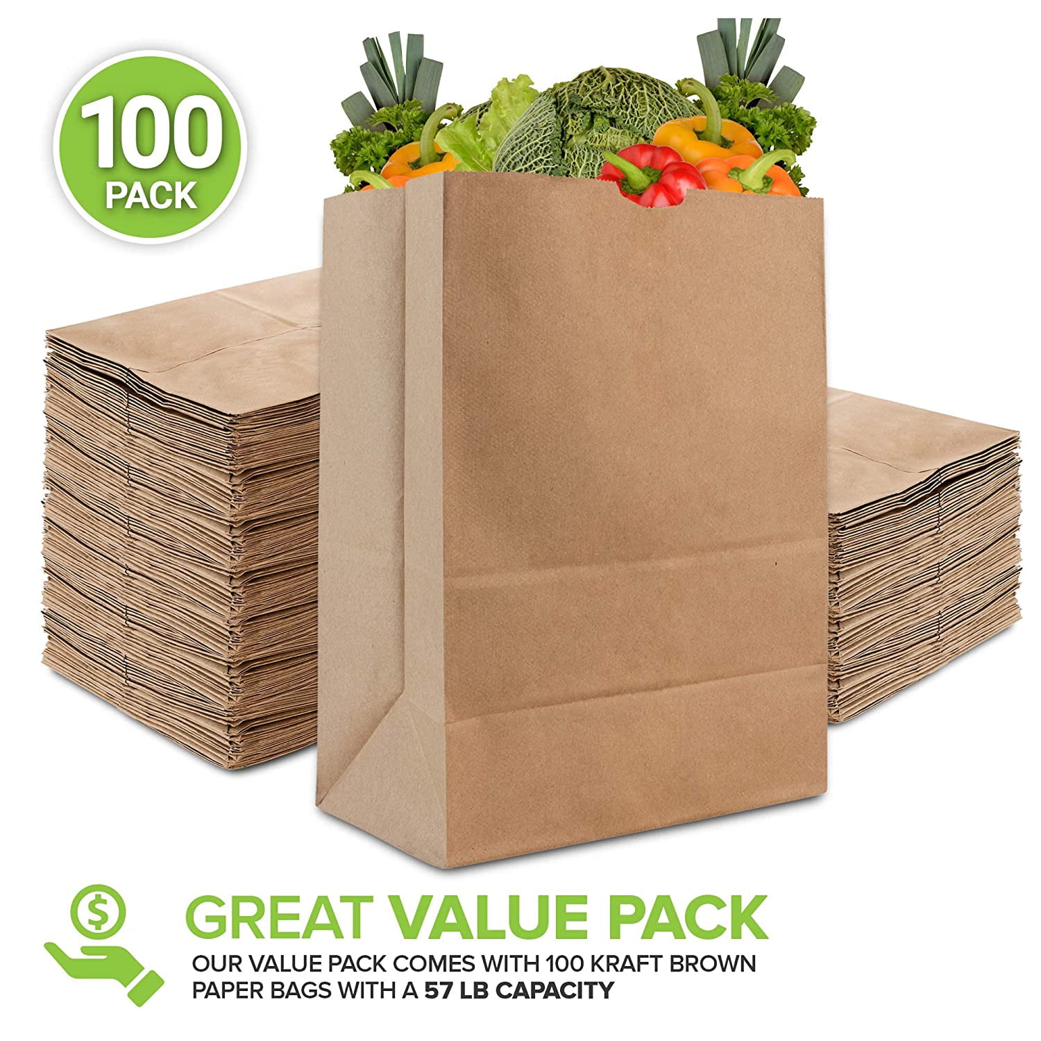  PTP BAGS White 10 x 7 x 12 Tote Bags [Pack of 250]  Recyclable Kraft Paper Gift, Food Service Bags : Health & Household