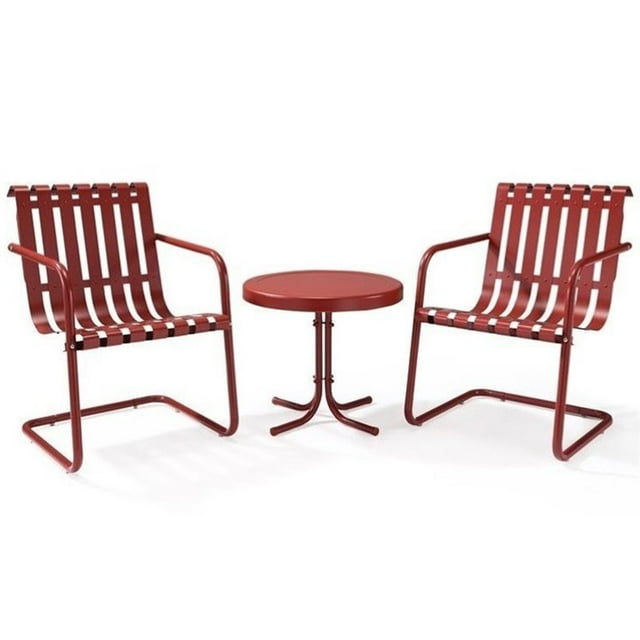 Crosley Gracie Ensemble de Conversation de Patio en Métal 3 Pcs en Rouge Corail