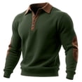 thumbnail image 2 of TOUMENY Men Sweater Button Down Long Sleeve Solid Collared Slim Tops Fall Winter Casual Vintage Fashion Pullover Army Green L, 2 of 7
