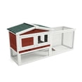 thumbnail image 1 of Wooden Rabbit Hutch Indoor and Outdoor, Large Rabbit Cage Chicken Coop Expandable, Weatherproof Bunny Cage with Anti-Chew Metal Frame Ramp for Backyard Small Animals Rufous, White, 1 of 9
