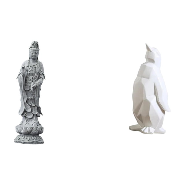 Estatua De Pingüino Guan Yin, Adorno De Resina De Piedra, Obra De Arte, Colección Feng Shui, Escultura De Buda Femenina China, Figura De Animal Kuanyin, Artesanía Coleccionable, Decorativa