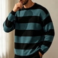 thumbnail image 4 of Keeplus Crewneck Sweaters for Men Striped Colorblock Bands Long Sleeve Pullover Classic Fall Winter Casual Top, 4 of 4