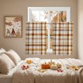 thumbnail image 4 of Kitchen Curtains 45 Inches length, Brown Checked Window Treatment Curtain Drapes, Watercolor Coffee Buffalo Plaid Lightweight Window Panels for Living Room Bedroom, 52"x45", 2 Panels, 4 of 9