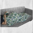 thumbnail image 6 of Green Leaf Soft Flannel Fleece Throw Blanket, Monstera Coconut Palm Tree Leaves Exotic Rainforest Foliage Eco, Cozy Plush for Indoor and Outdoor Use, 50" x 70", Turquoise Navy Blue, by Ambesonne, 6 of 6
