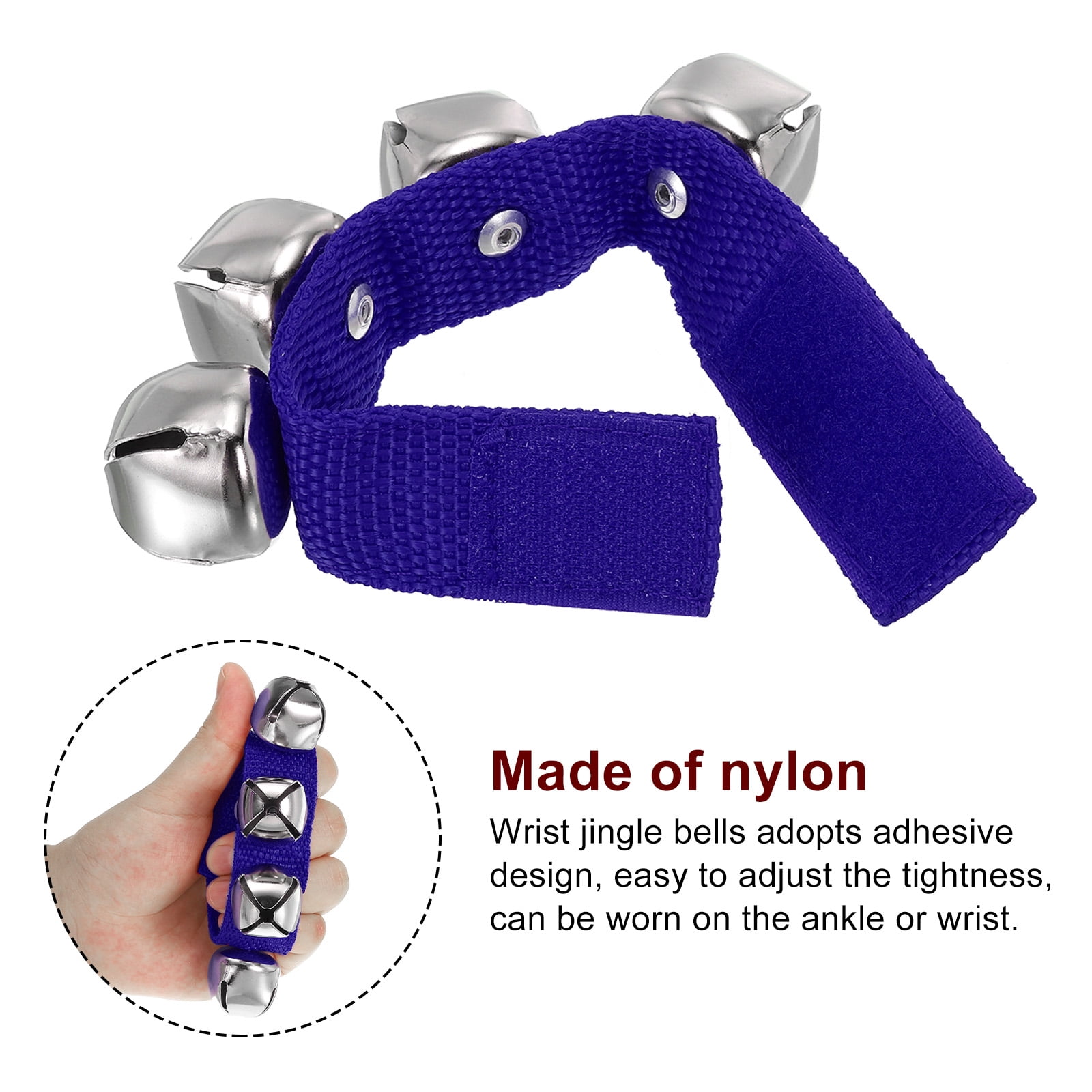 12pcs Wrist Bells, Jingle Bells Ankle Bells Percussion Instruments Musical Rhythm Band 4 Silver Bells, Dark Navy Blue