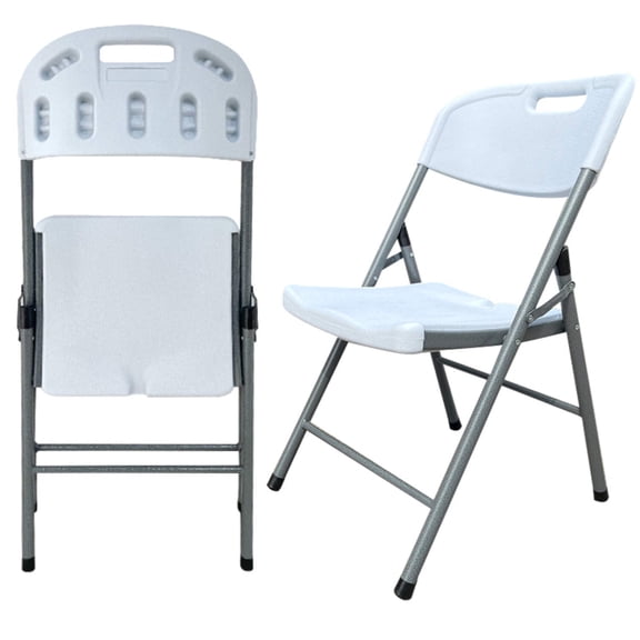 BTEXPERT White Folding Chair Steel Frame Commercial Foldable Chair HDPE Event Chair Indoor Outdoor Wedding Party Picnic Kitchen Dining School Set of 2