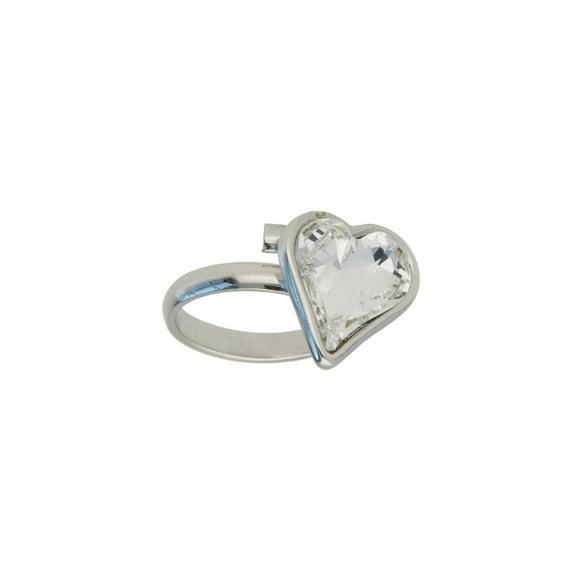 Anillo para Mujer con Cristal Fino Swarovski en forma de Corazon- Bañado en Rodio– Anillo Elegante y Brillante-Aretes de Mujer de Moda, Joyería para Mujer de Moda– Regalo especial Ortiz Espinosa Temporada