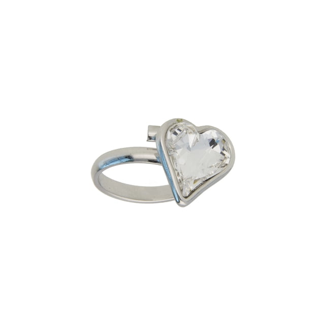 Anillo para Mujer con Cristal Fino Swarovski en forma de Corazon- Bañado en Rodio– Anillo Elegante y Brillante-Aretes de Mujer de Moda, Joyería para Mujer de Moda– Regalo especial Ortiz Espinosa Temporada