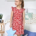 thumbnail image 4 of Balery Red Hibiscus Flower Camisón de princesa para niñas, pijama de algodón con mangas abullonadas, suave y bonito.-Medium, 4 of 6
