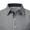 thumbnail image 2 of Felirenzacia Men's Dress Shirt, Classic Striped Long Sleeve Shirt for Work with Chest Pocket,Black,S, 2 of 5
