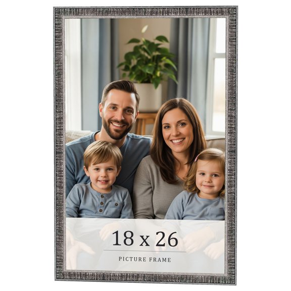 18x26 Frame Silver Grey Distressed Solid Wood Picture Frame | 0.75 Inch Moulding Width | Interior