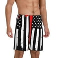thumbnail image 2 of Sikiie Firefighters USA Flag Mens Pajama Shorts, Lightweight Lounge Pant with Pockets Soft Sleep Pj Shorts for MenXX-Large, 2 of 6