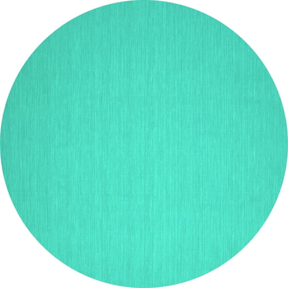 Ahgly Company Machine Washable Indoor Round Abstract Turquoise Blue Contemporary Area Rugs, 7' Round