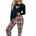 thumbnail image 5 of Summer Sales Womens Pajama Sets Soft Heart Print Long Sleeve Matching Loungewear Christmas Pajama Sets for Women 2 Piece, 5 of 7